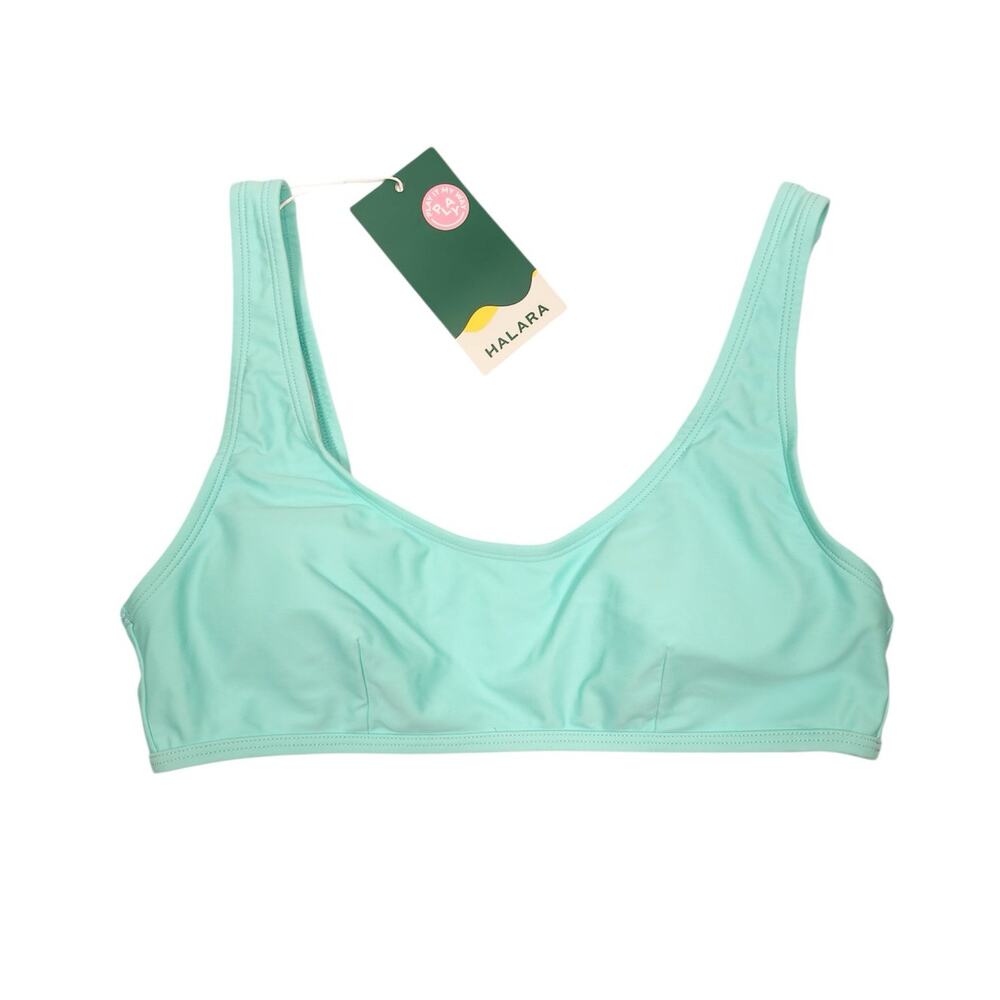 Halara Bikini Top Womens Small Ice Lime Mint Green U Neck Wide Strap Active NWT